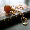 #4 Alora Necklace - Garnet Pearl Necklace Victorian Filigree Chatelaine Scent Bottle