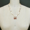 #5 Le Papillon Pearls Necklace - Pink Biwa Pearls 18k Gold Pink Tourmaline Butterfly Necklace