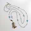 #1 Key to Your Heart Necklace - Aquamarine Sterling Silver Heart Bell Pendant
