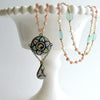 #7 Floriana Necklace - Pink OpalAqua Chalcedony Micromosaic Necklace
