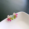 #4 Dacia Post Earrings - Pink Sappire Moss Aquamarine Peridot Rose Quartz Flower Earrings