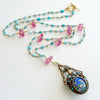 #2 Ainsley Necklace - Turquoise Pink Topaz Austro Hungarian Chatelaine Scent Bottle
