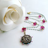 #3 Serenity Necklace - Turquoise Pink Topaz Pink Quartz Victorian Pin Wheel