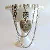 #2 Cressida Necklace - Repousse Sterling Heart Chatelaine Scent Bottle CZ Chain
