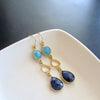 #3 Angie Earrings - Turquoise Blue Sapphire Pave Topaz Earrings