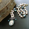 #4 Madonna and Child Necklace - Pearls Turquoise Amazonite Victorian Mourning Locket
