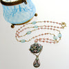 #3 Floriana Necklace - Pink OpalAqua Chalcedony Micromosaic Necklace