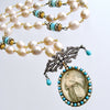 #2 Madonna and Child Necklace - Pearls Turquoise Amazonite Victorian Mourning Locket