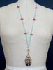 #8 Ainsley Necklace - Turquoise Pink Topaz Austro Hungarian Chatelaine Scent Bottle
