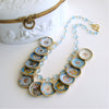 #2 China Doll Aqua Blue Necklace - Blue Topaz Minature Porcelain Plates