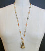 #7 Elise IV Necklace - Multi Moonstone Victorian White Agate Fob Necklace