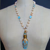 #6 Penina Necklace - Blue Opaline Scent Bottle Pearls Turquoise