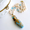 #5 Penina Necklace - Blue Opaline Scent Bottle Pearls Turquoise