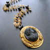 #3 Cari Necklace - Amber Quartz Onyx Antique Onyx Foliate Cameo Brooch