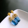 #3 Dione IV Earrings - London Blue Topaz Seed Pearl Moonstone Cluster Earrings