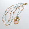 #1 Treia Necklace - Pink Venetian Intaglio Necklace Turquoise Rose Quartz