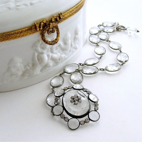 #2 Claire Necklace - Rock Crystal Victorian Silver Paste Pendant