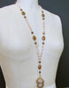 #5 Angela III Necklace - Peruvian Pink Opal Agate Coin Pearls Stalactite Pendant Necklace