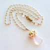 #1 Petales de Rose III Necklace - Rose Quartz Seed Pearls Victorian Hand Clasp