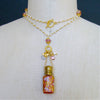 #5 Patience Necklace - Cranberry Chatalaine Scent Bottle Pearls Pink Topaz