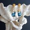 #4 Dione VI Earrings - London Blue Topaz Moonstone Seed Pearls