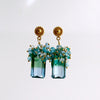 #1 Bella II Cluster Earrings - Blue Green Amertine Apatite Topaz Green Onyx