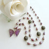 #3 Le Papillon XIII Necklace - Amethyst Butterfly Silverite White Topaz